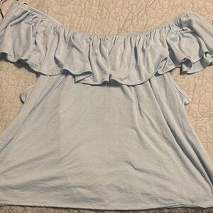 H&M Gray Ruffled Relaxed Blouse